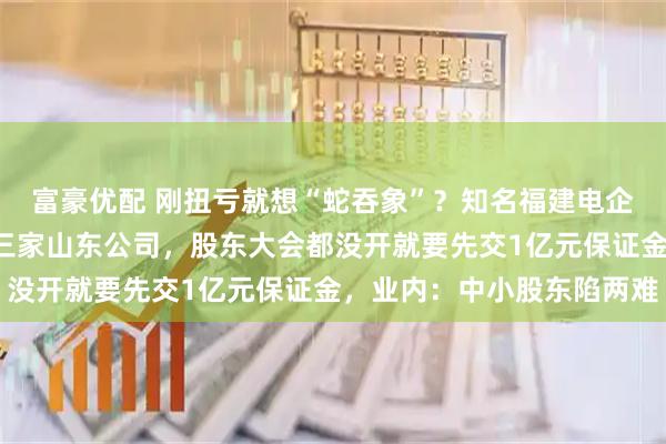 富豪优配 刚扭亏就想“蛇吞象”？知名福建电企拟花超8亿元跨省收购三家山东公司，股东大会都没开就要先交1亿元保证金，业内：中小股东陷两难